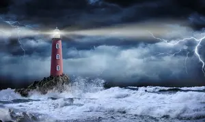 Lighthouse in a stormy landscape symbolizing Canada navigating the next chapter of CUSMA