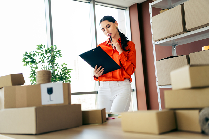 A business owner reviewing tariff documents and checklist
