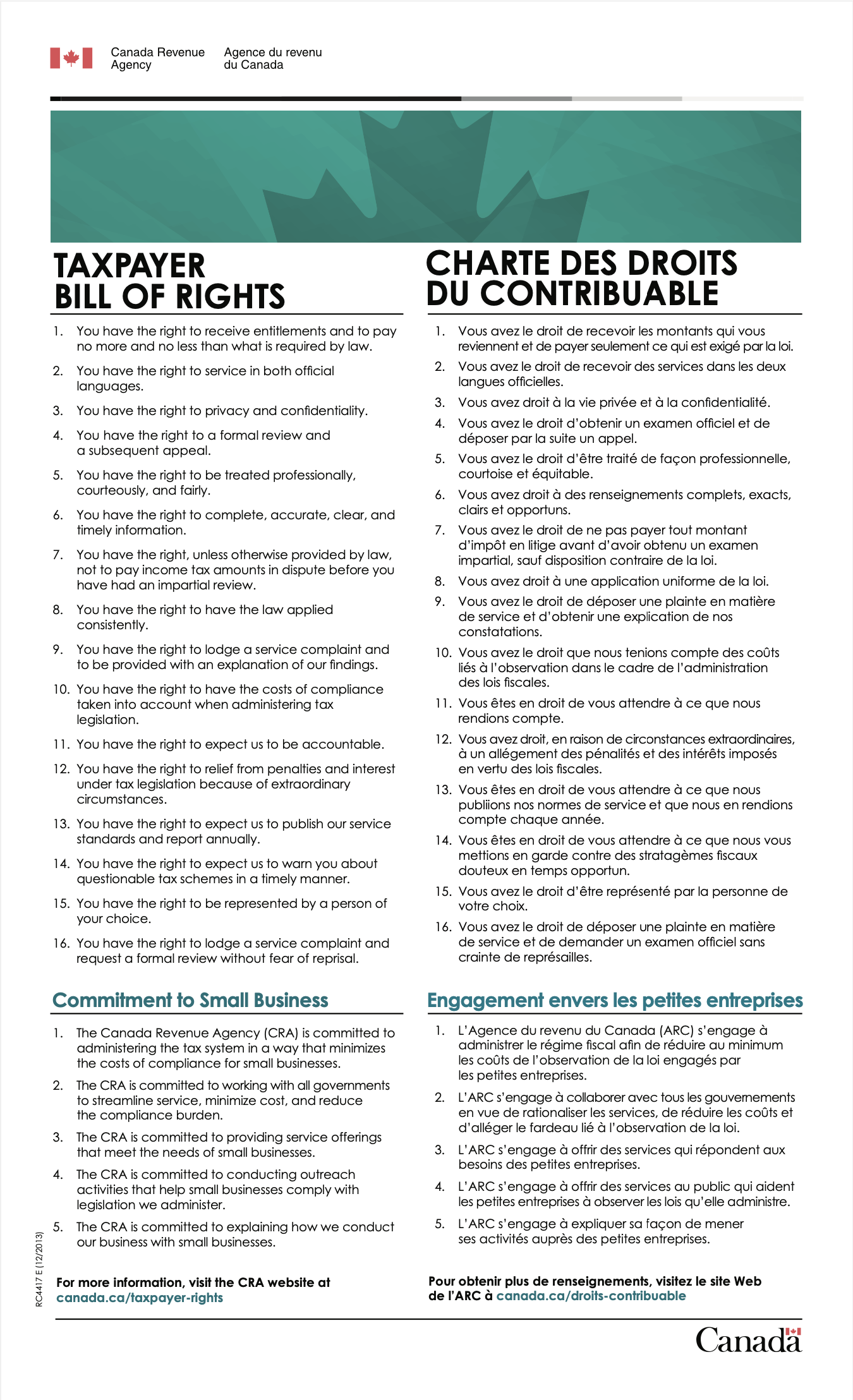 CRA's Taxpayer Bill of Rights