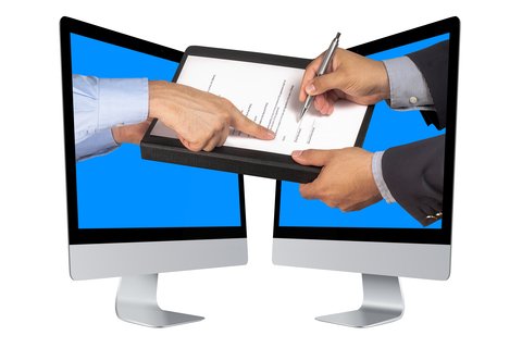 Electronic signature on a business contract