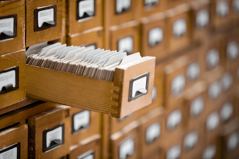 Library or archive reference card catalog
