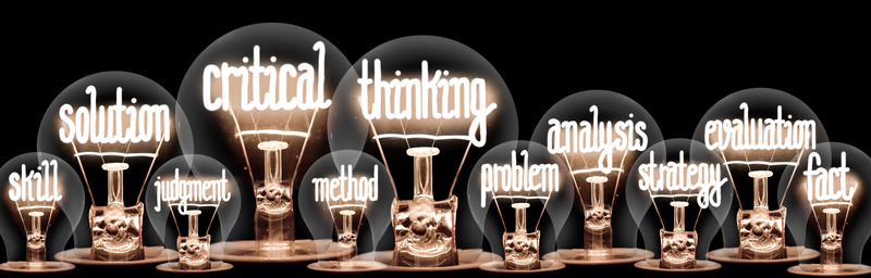 A group of light bulbs illustrating the skill of critical thinking