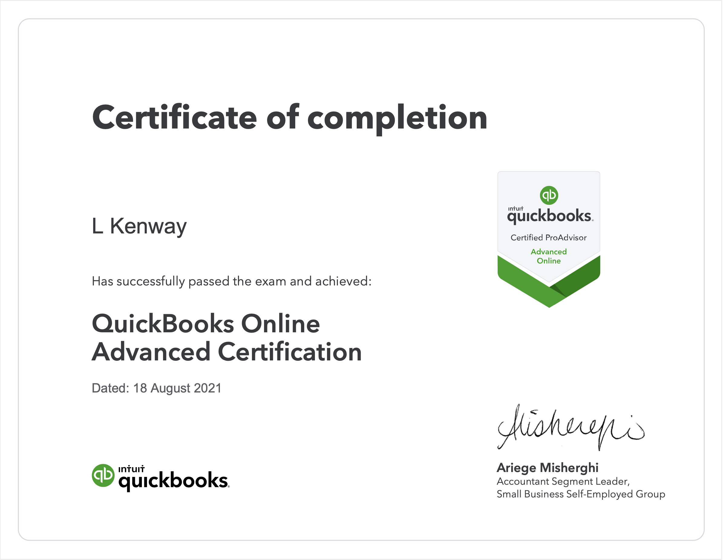 QBOA 2021 Certification