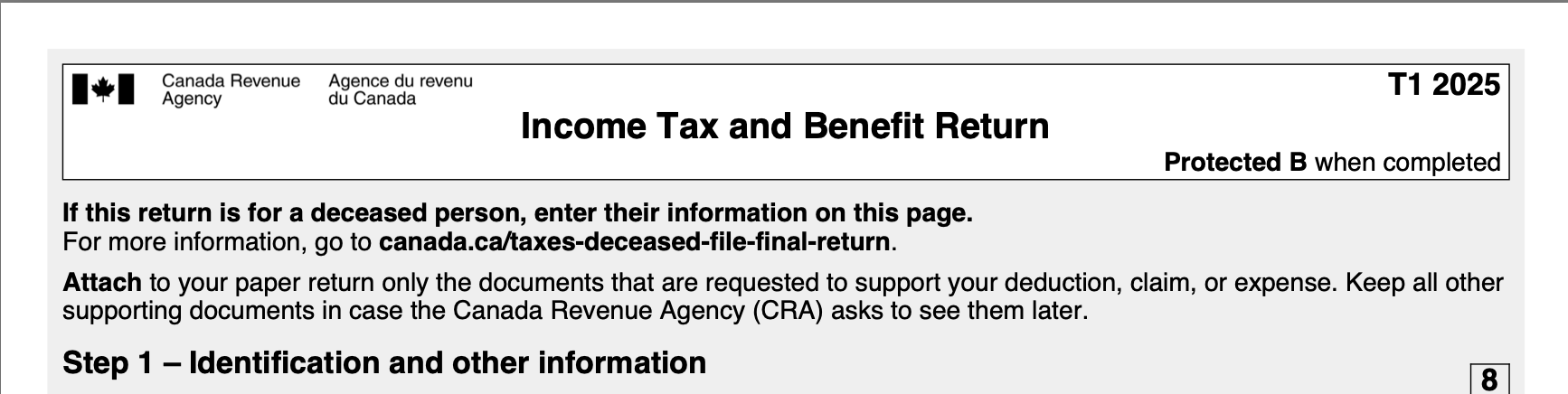 2025 T1 Income Tax and Benefit Return